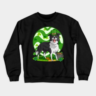 Border Collie Dog St Patricks Day Leprechaun Crewneck Sweatshirt